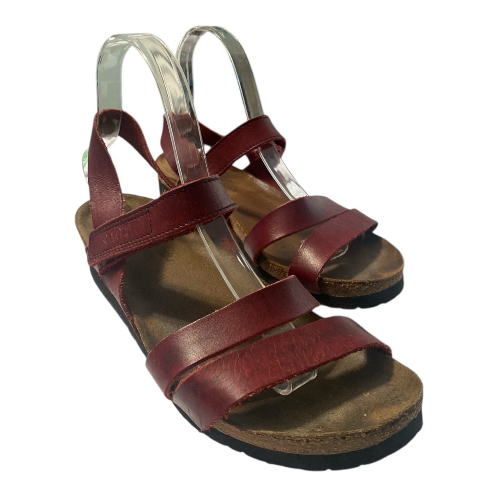 Naot Red Leather Minimalist Sandals Women’s Sz  9 Comfort Ortho Molded Insoles